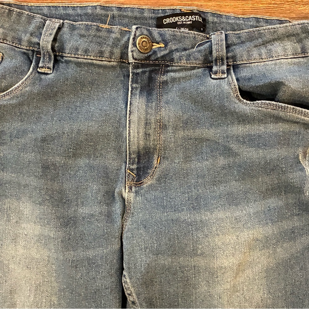 Crooks & Castles Men’s Jeans 36x32 Mid Wash Blue Straight Leg Casual Streetwear - Picture 10 of 16